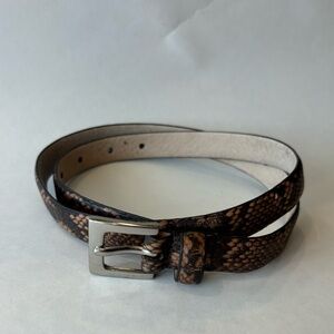 Vintage Y2K Snakeskin Belt – Brown Python Print – Early 2000s